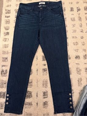 LOFT Dark Blue Ankle Jeans with Button Hem Sz 29/25” inseam